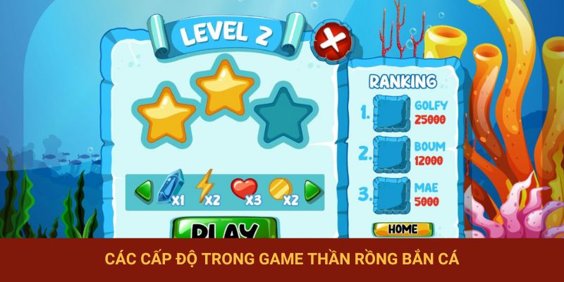 Các cấp độ trong game thần rồng bắn cá