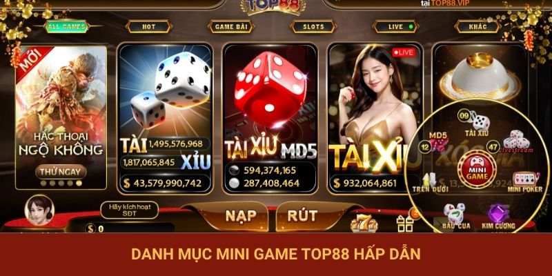 Danh mục mini game TOP88 hấp dẫn