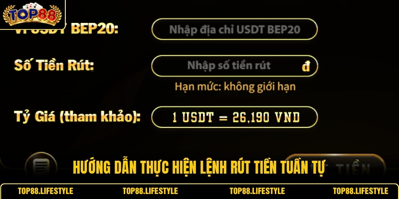 Hướng dẫn thực hiện lệnh rút tiền tuần tự